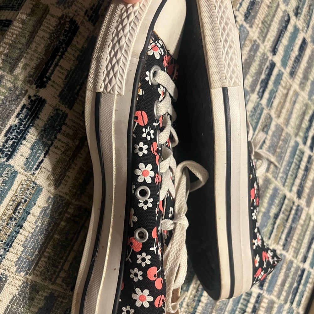 Converse Women’s ' Black Floral and Cherries Sneakers - Picture 2 of 8